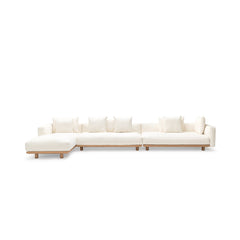 Islet Extra Large L Shaped Sofa - Light Oak & Cobbler Panna Cotta