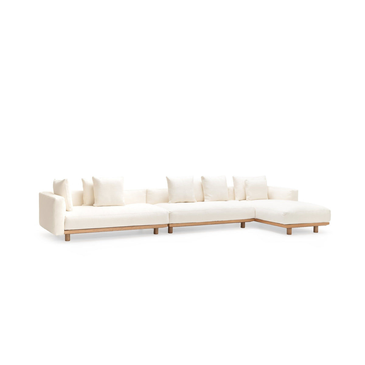 Islet Extra Large L Shaped Sofa - Light Oak & Cobbler Panna Cotta