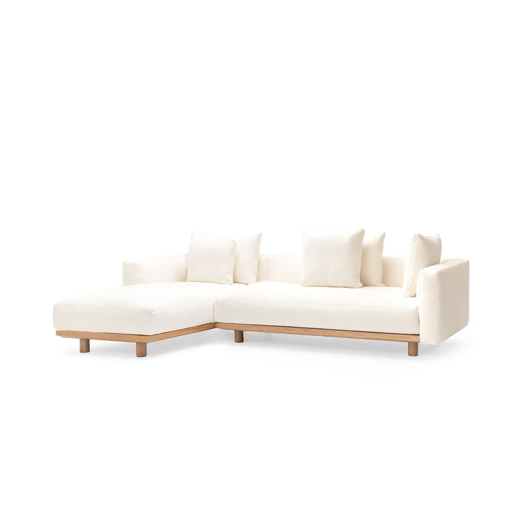 Islet L Shaped Sofa - Light Oak & Cobbler Panna Cotta - Modular Sofas Tolv Loom Collection Dubai