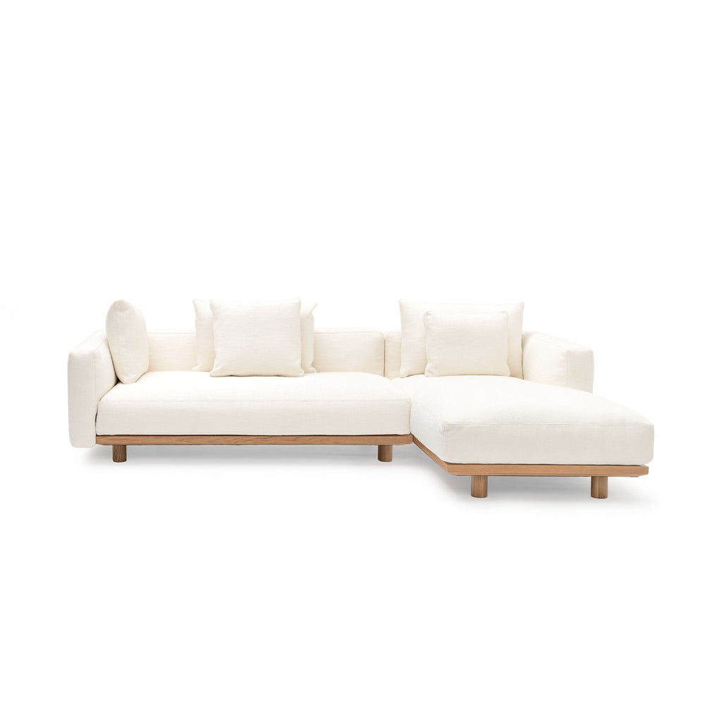 Islet L Shaped Sofa - Light Oak & Cobbler Panna Cotta - Modular Sofas Tolv Loom Collection Dubai
