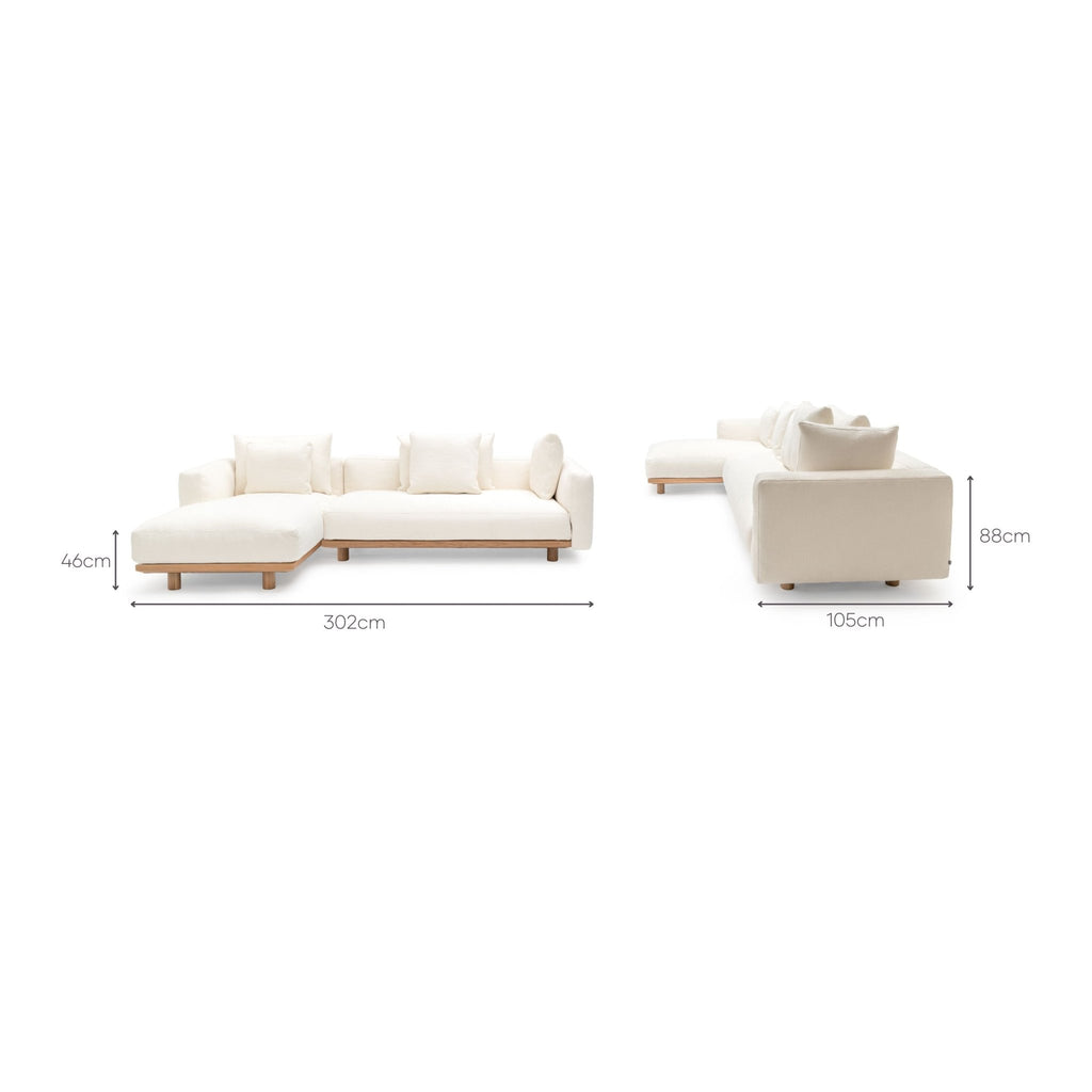 Islet L Shaped Sofa - Light Oak & Cobbler Panna Cotta - Modular Sofas Tolv Loom Collection Dubai