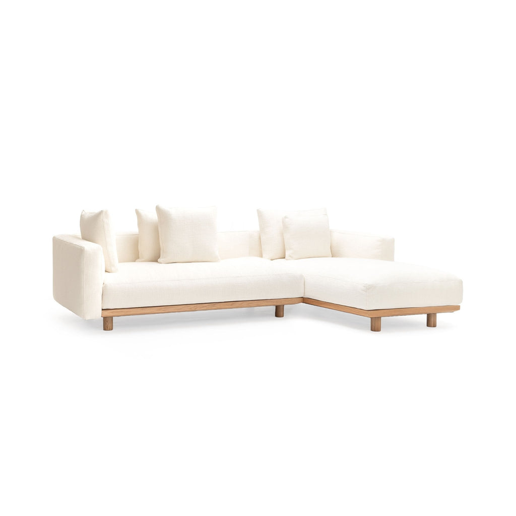 Islet L Shaped Sofa - Light Oak & Cobbler Panna Cotta - Modular Sofas Tolv Loom Collection Dubai