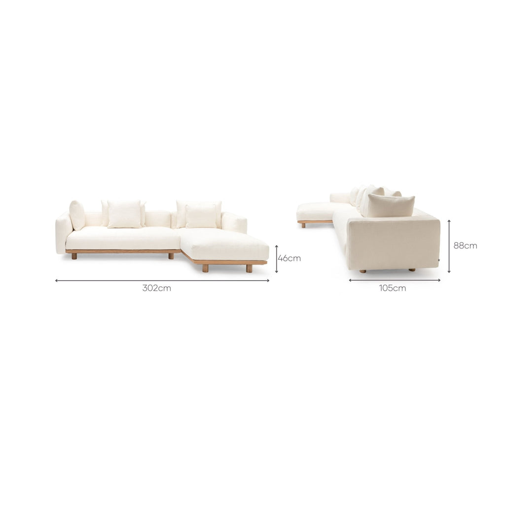 Islet L Shaped Sofa - Light Oak & Cobbler Panna Cotta - Modular Sofas Tolv Loom Collection Dubai