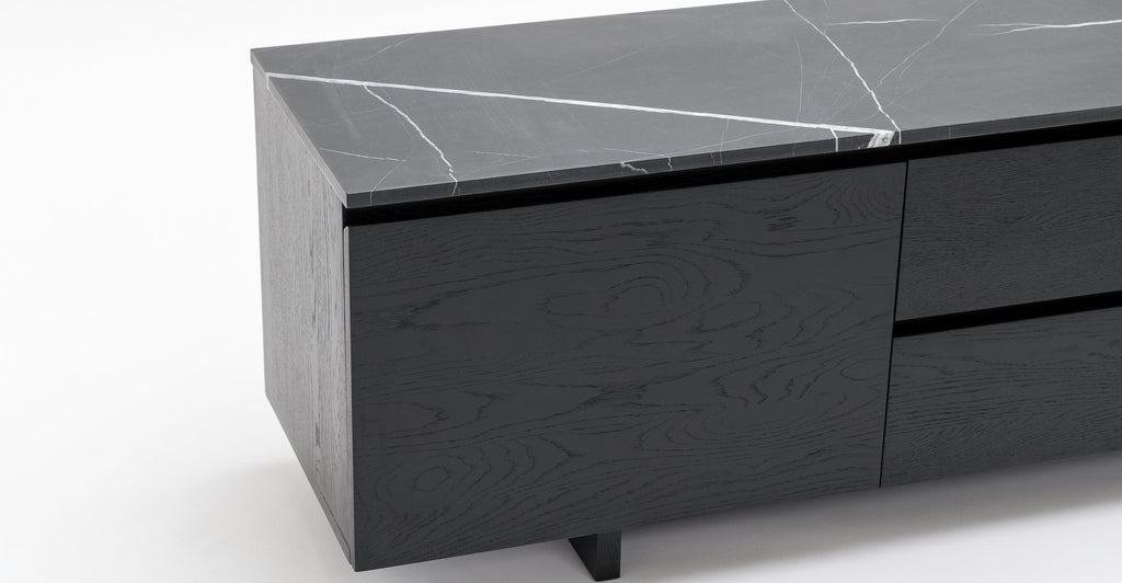 Kami 220 Entertainment Unit - Black Oak & Nero Marquina - Loom Collection