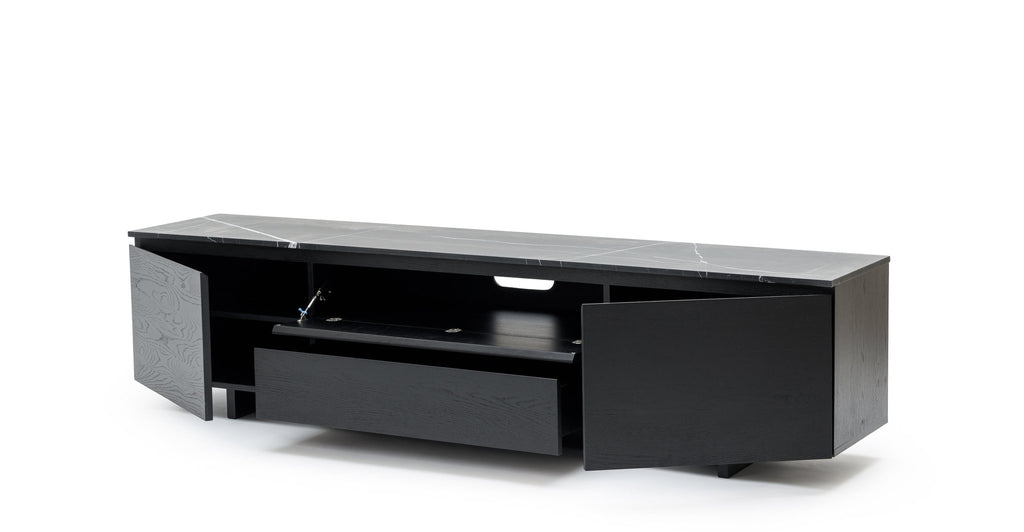 Kami 220 Entertainment Unit - Black Oak & Nero Marquina - Loom Collection