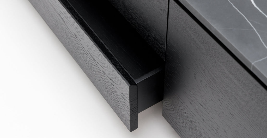 Kami 220 Entertainment Unit - Black Oak & Nero Marquina - Loom Collection