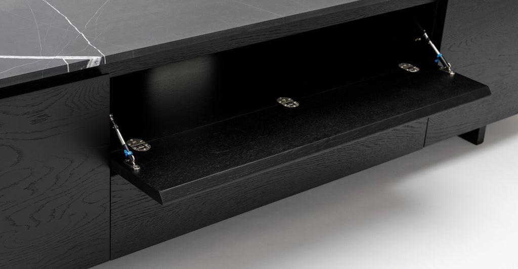 Kami 220 Entertainment Unit - Black Oak & Nero Marquina - Loom Collection