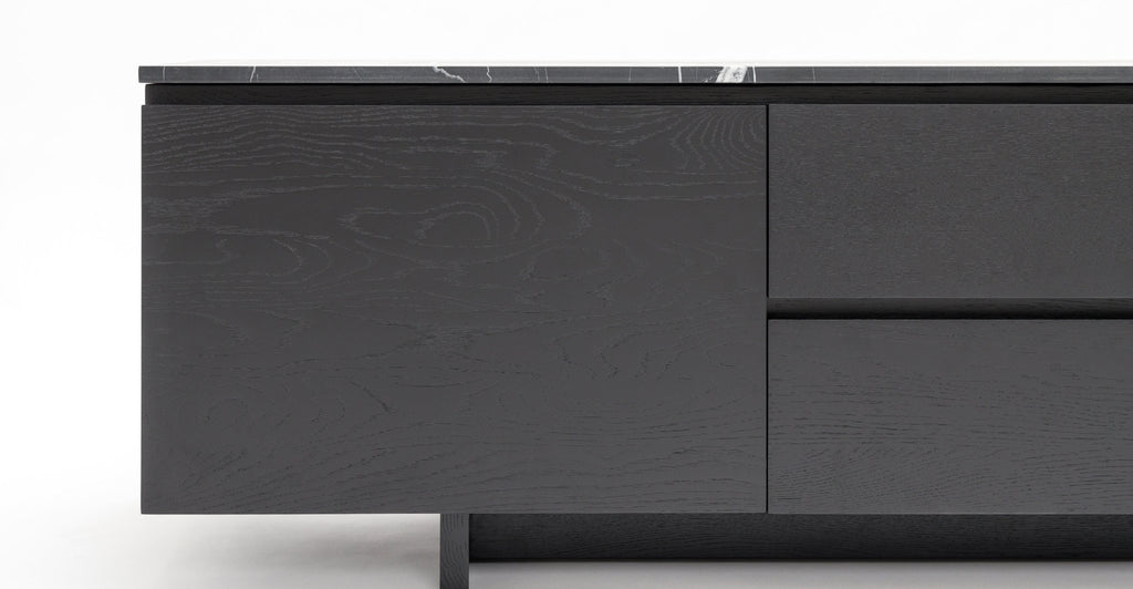 Kami 220 Entertainment Unit - Black Oak & Nero Marquina - Loom Collection