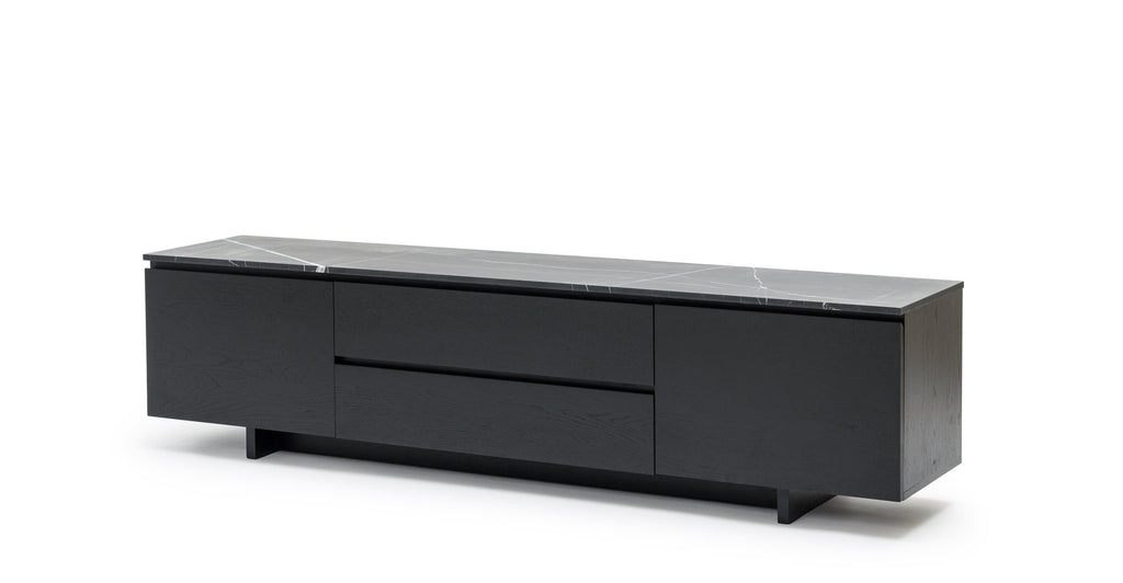 Kami 220 Entertainment Unit - Black Oak & Nero Marquina - Loom Collection