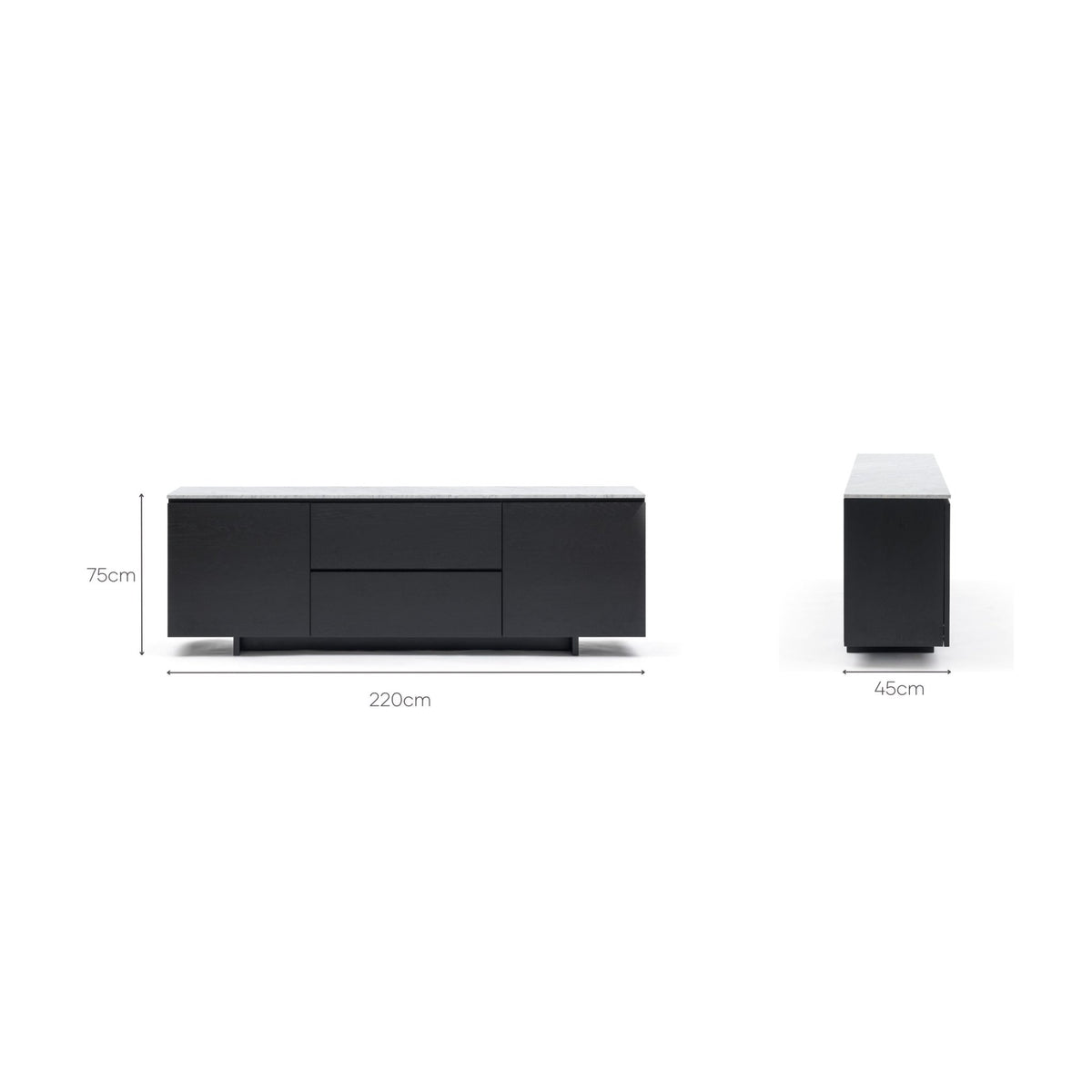 Kami 220 Sideboard - Black Oak & Bianca Carrara - Buffets & Sideboards Tolv Loom Collection Dubai