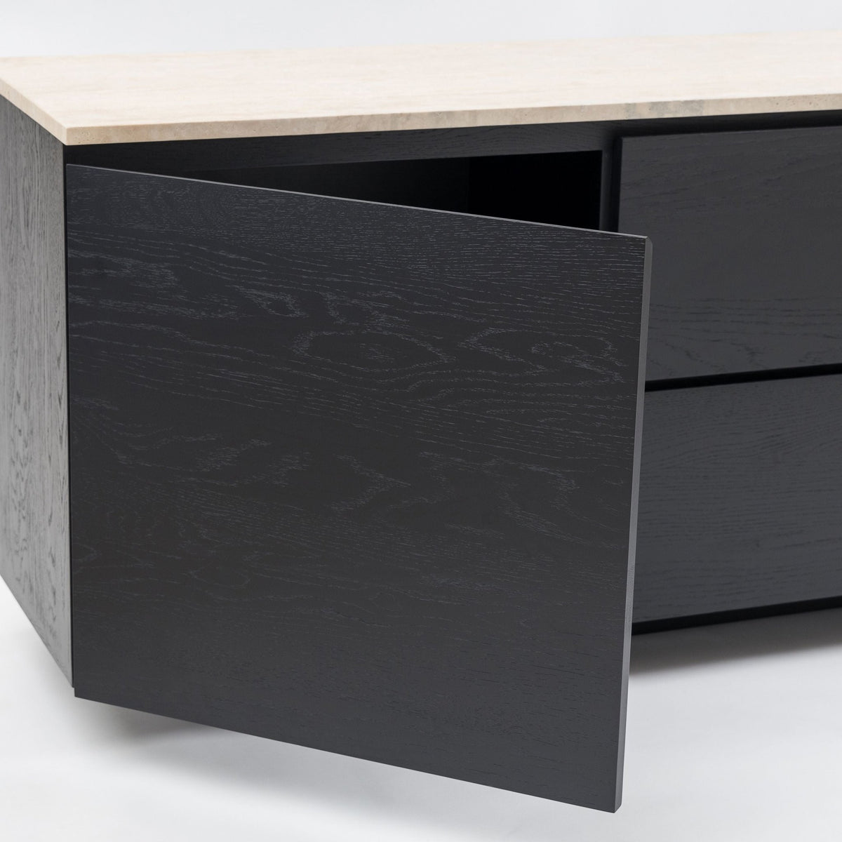 Kami 220 Sideboard - Black Oak & Travertine - Buffets & Sideboards Tolv Loom Collection Dubai