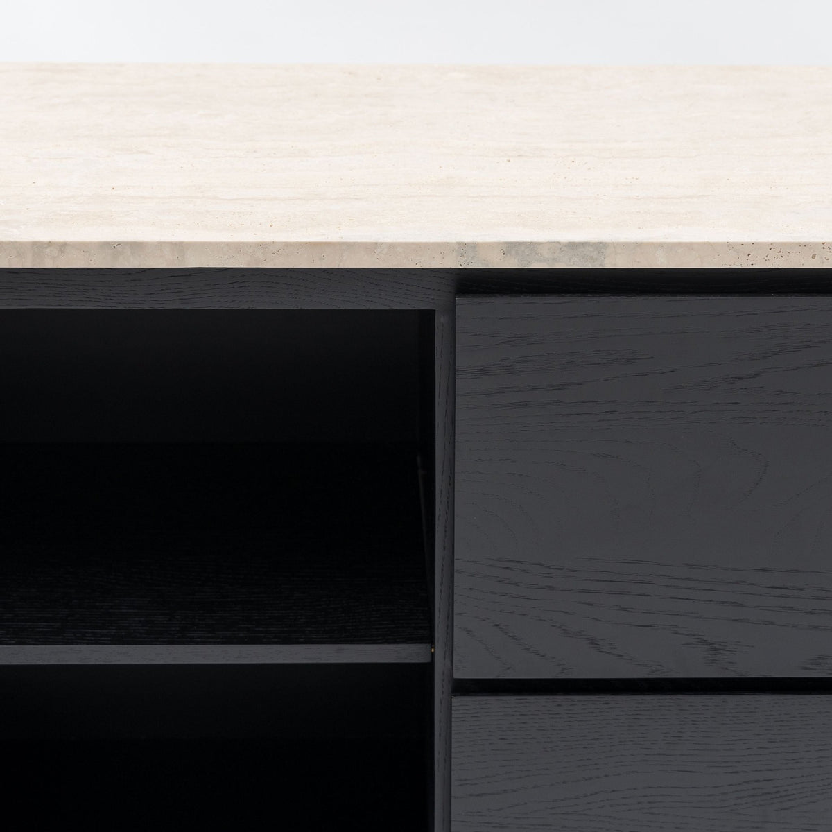 Kami 220 Sideboard - Black Oak & Travertine - Buffets & Sideboards Tolv Loom Collection Dubai
