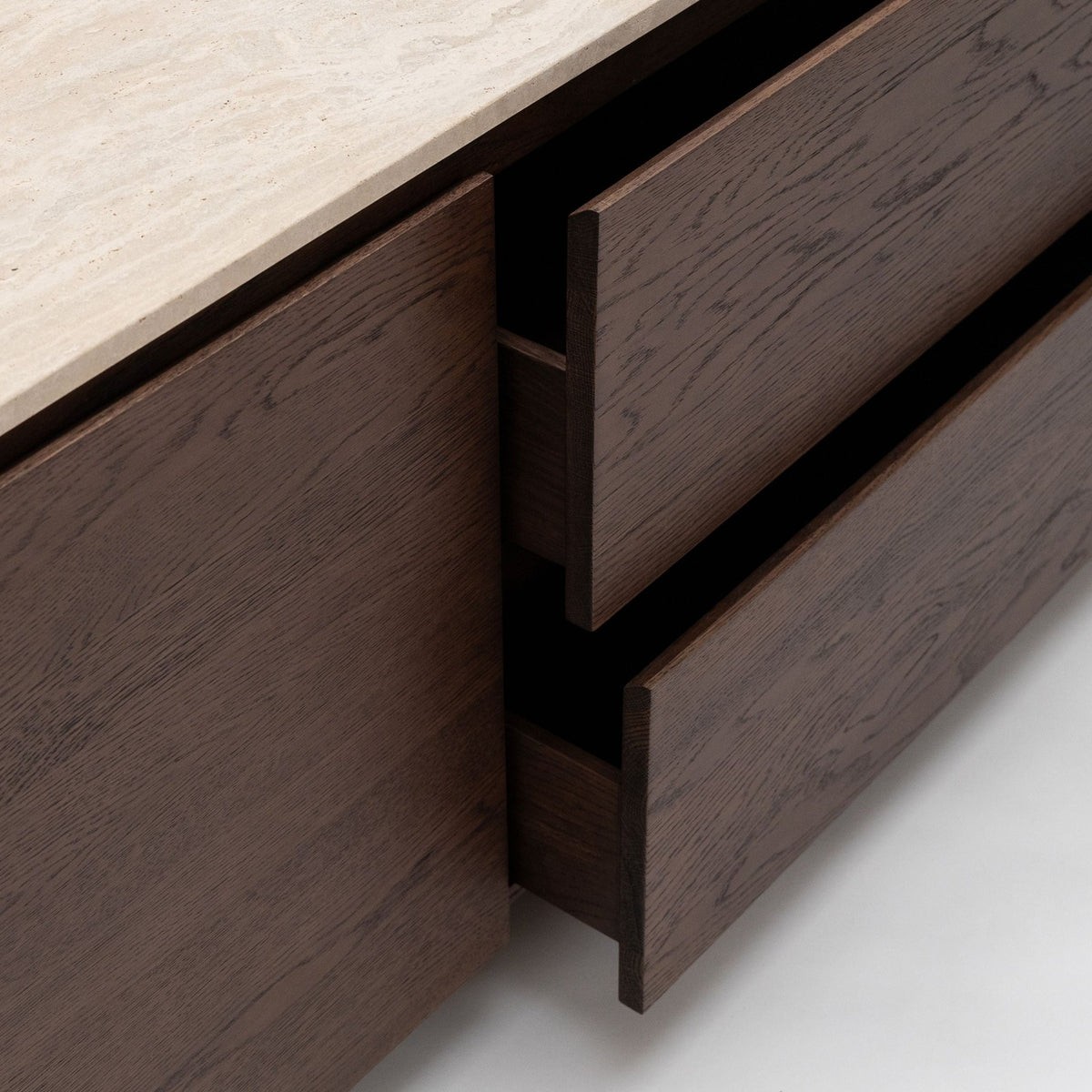 Kami 220 Sideboard - Espresso Oak & Travertine - Buffets & Sideboards Tolv Loom Collection Dubai