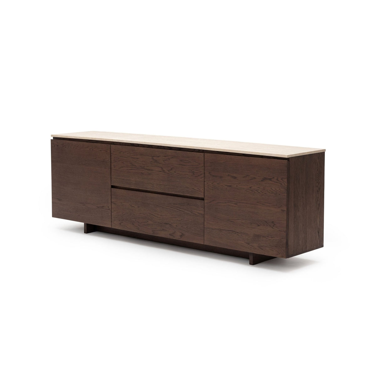 Kami 220 Sideboard - Espresso Oak & Travertine - Buffets & Sideboards Tolv Loom Collection Dubai