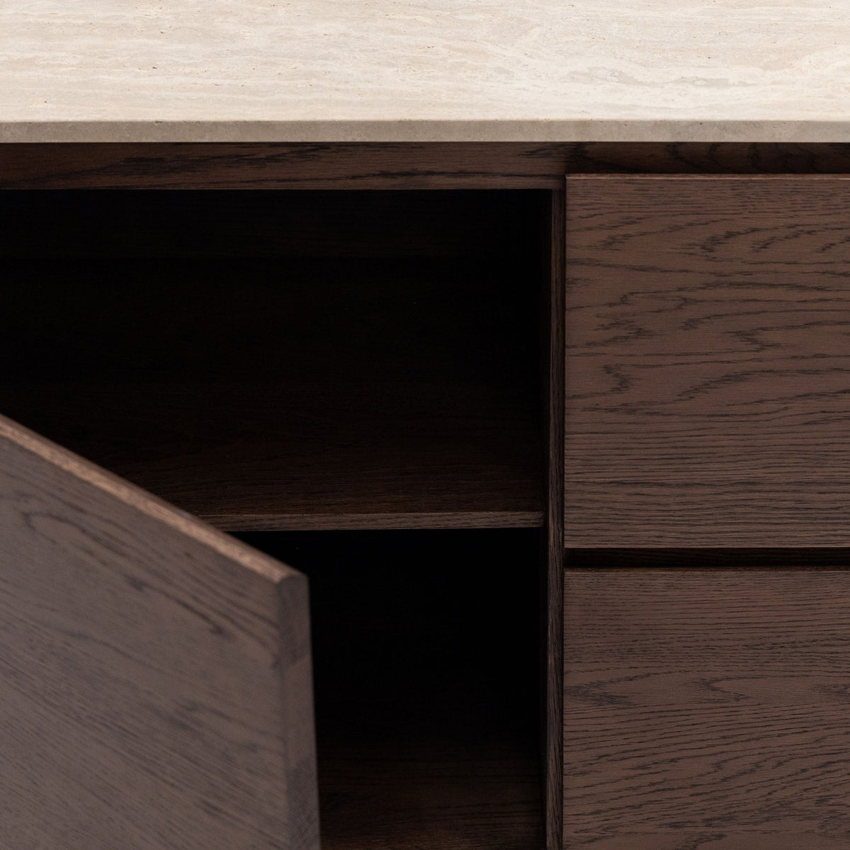 Kami 220 Sideboard - Espresso Oak & Travertine - Buffets & Sideboards Tolv Loom Collection Dubai