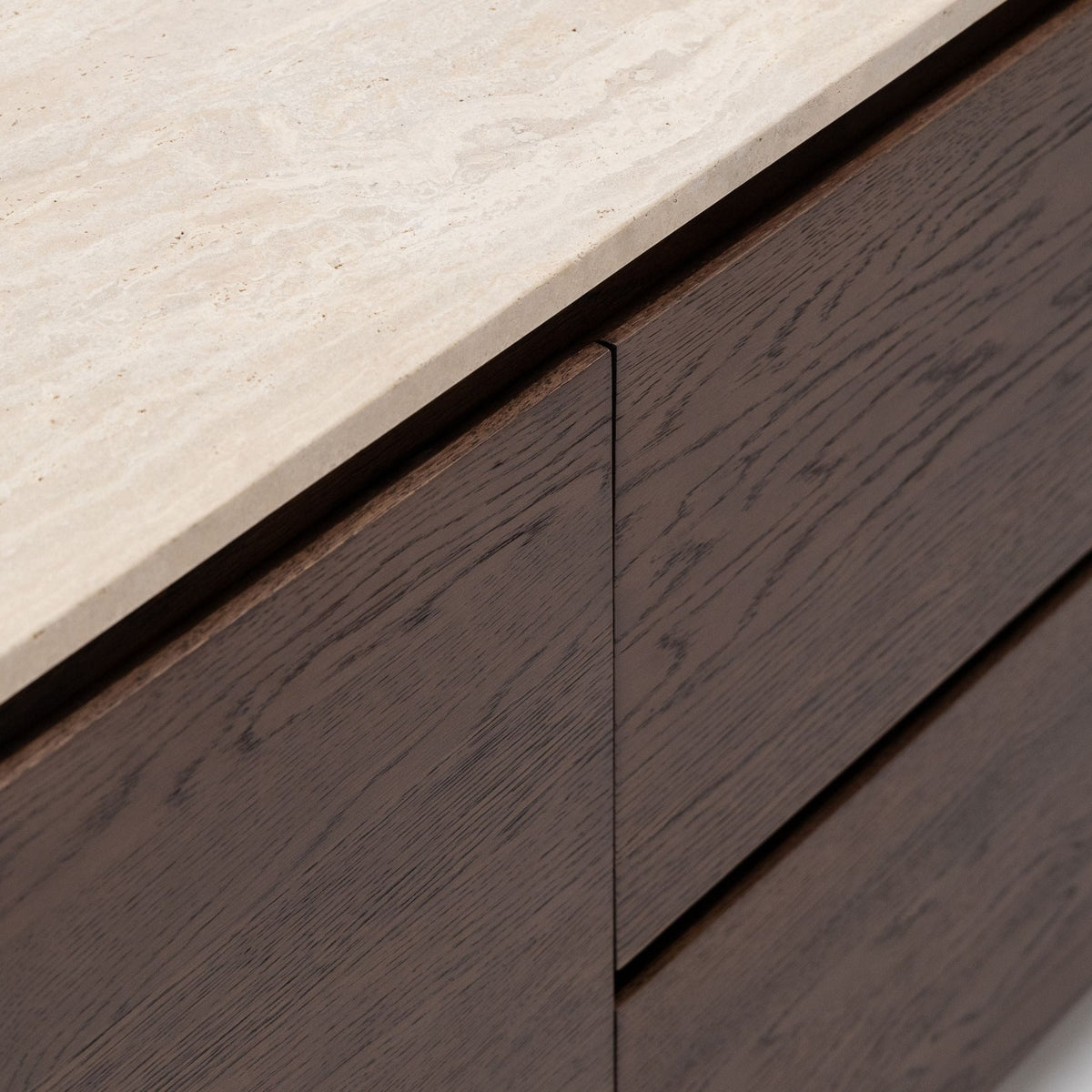 Kami 220 Sideboard - Espresso Oak & Travertine - Buffets & Sideboards Tolv Loom Collection Dubai