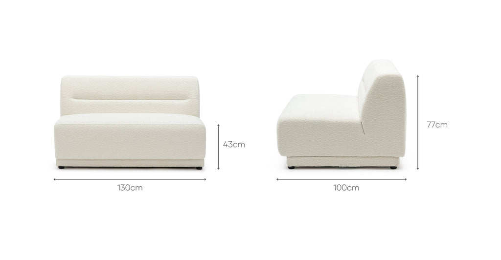 Karine 2 Seater Armless Module - Ivory Boucle.