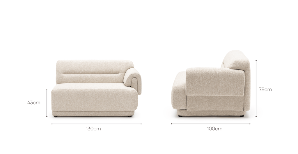 Karine 2 Seater Left Arm Module - Ivory Boucle - Loom Collection