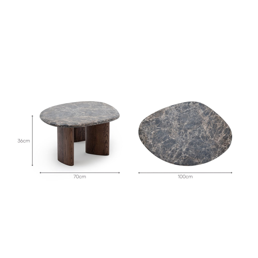 Kora Coffee Table High - Dark Emperador & Espresso Oak - Coffee Tables Natadora Loom Collection Dubai