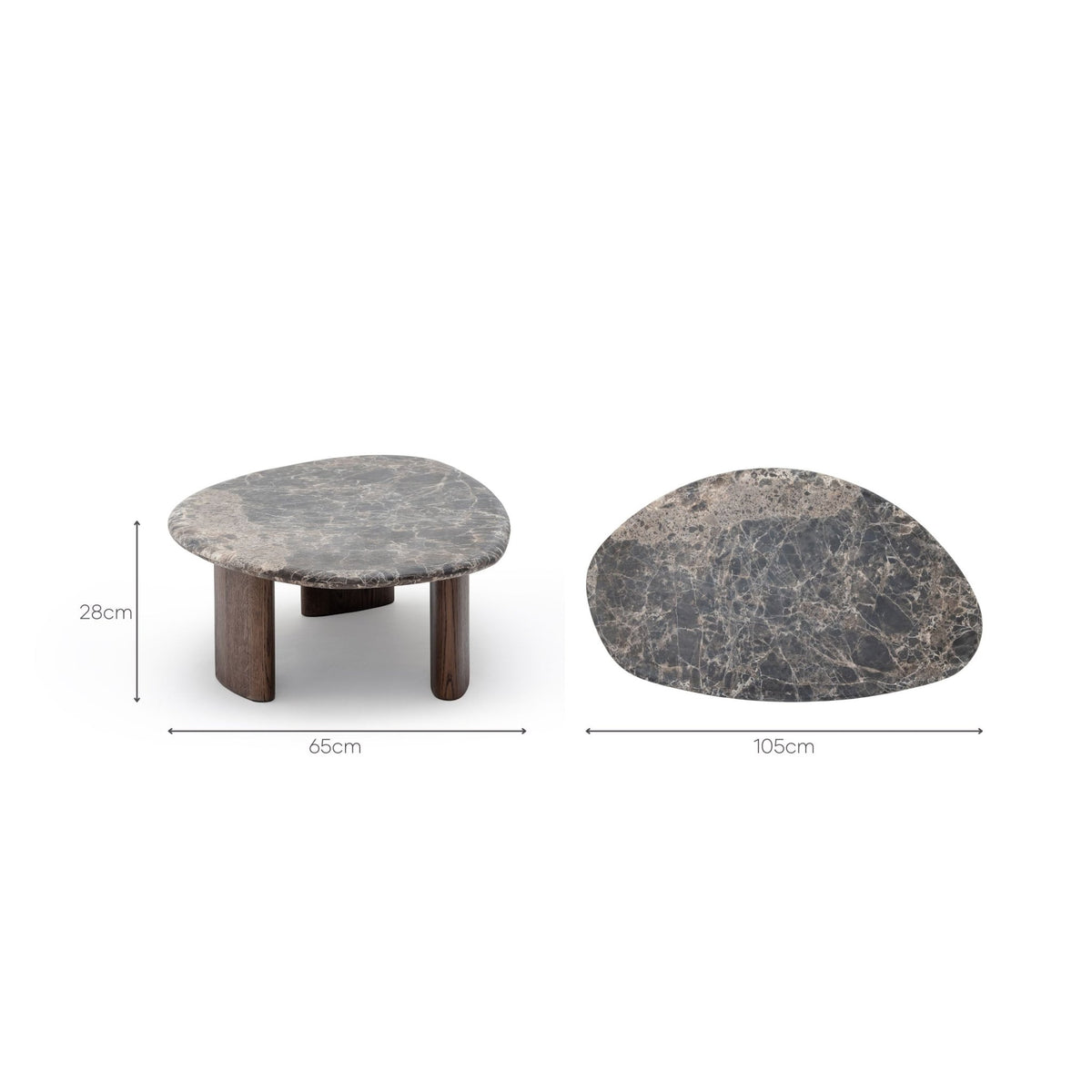 Kora Coffee Table Low - Dark Emperador & Espresso Oak - Coffee Tables Natadora Loom Collection Dubai