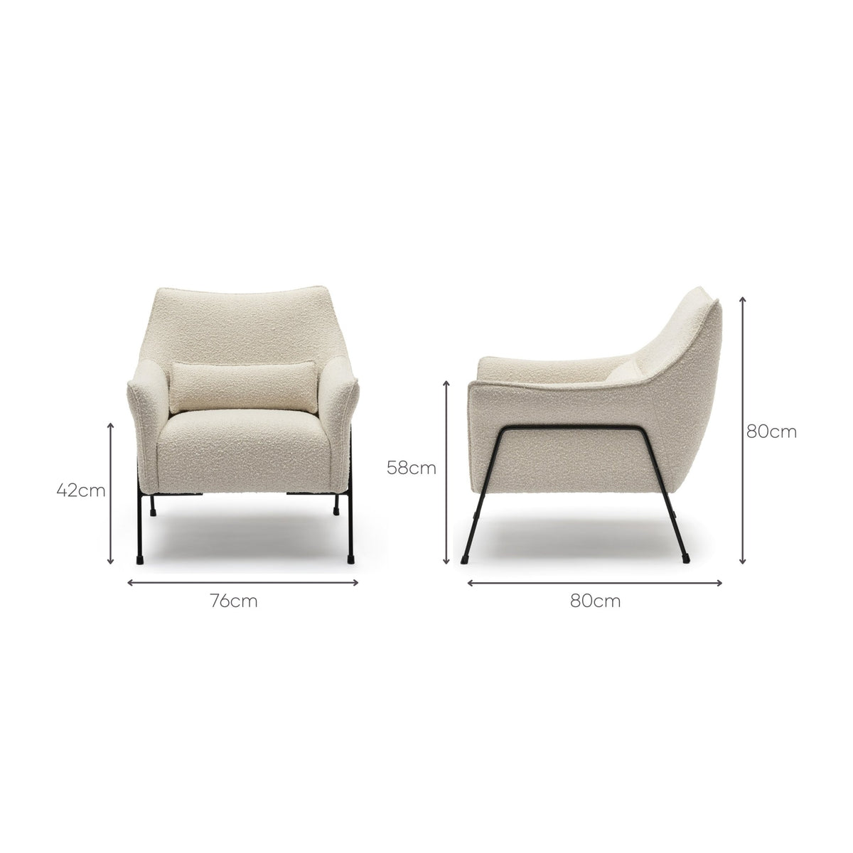 Kubik Accent Chair - Ivory Boucle