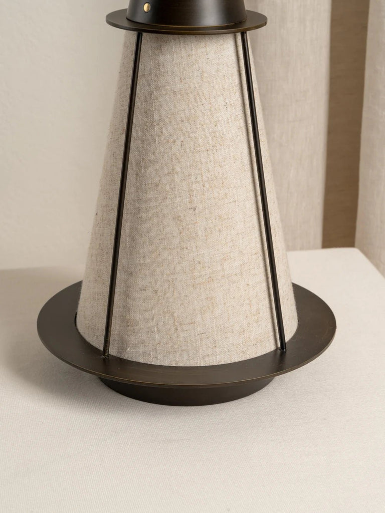 Lanterna - Bronze And Linen Rechargeable Table Lamp - Loom Collection