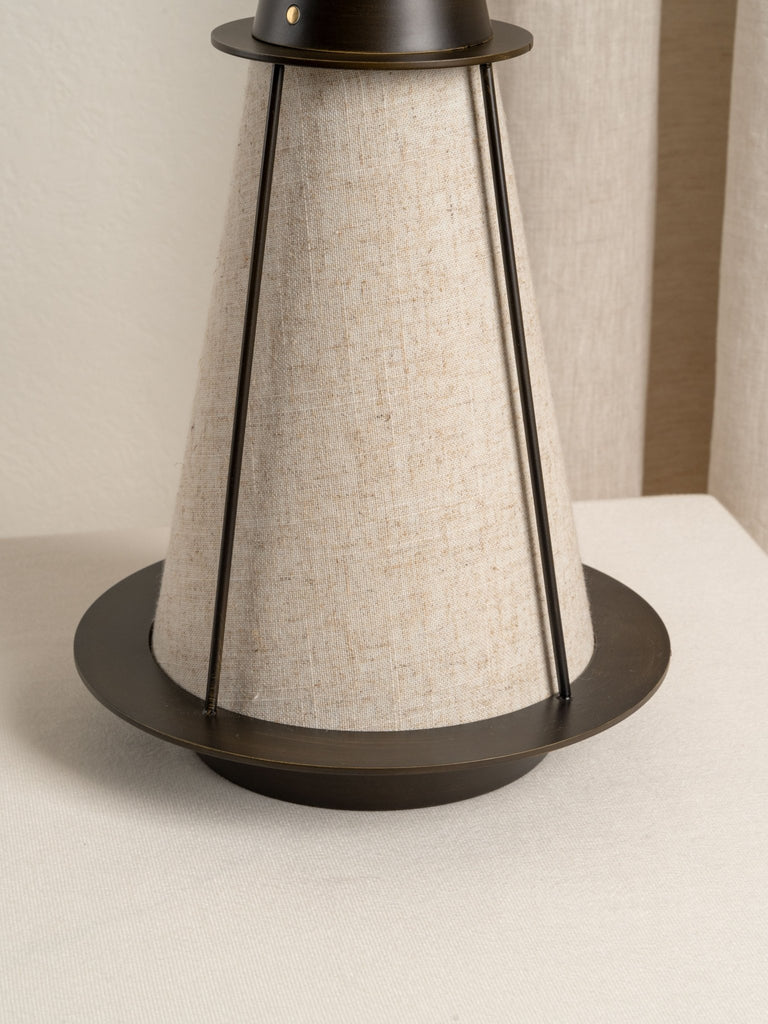 Lanterna - Bronze And Linen Rechargeable Table Lamp - Loom Collection