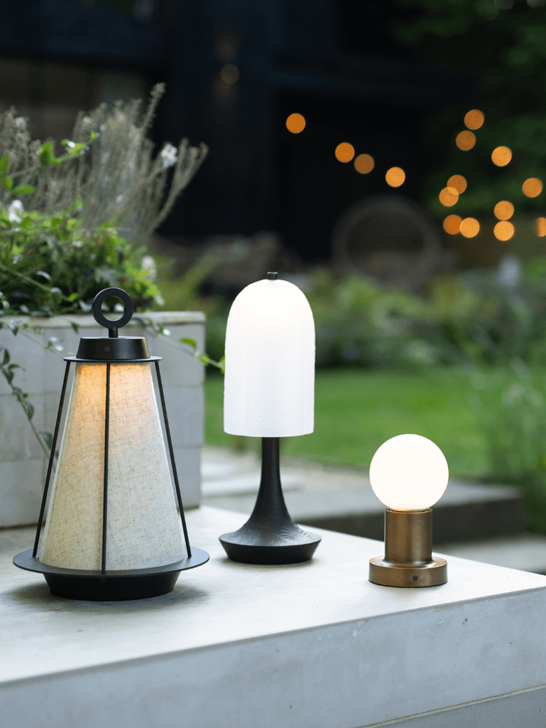 Lanterna - Bronze And Linen Rechargeable Table Lamp - Loom Collection
