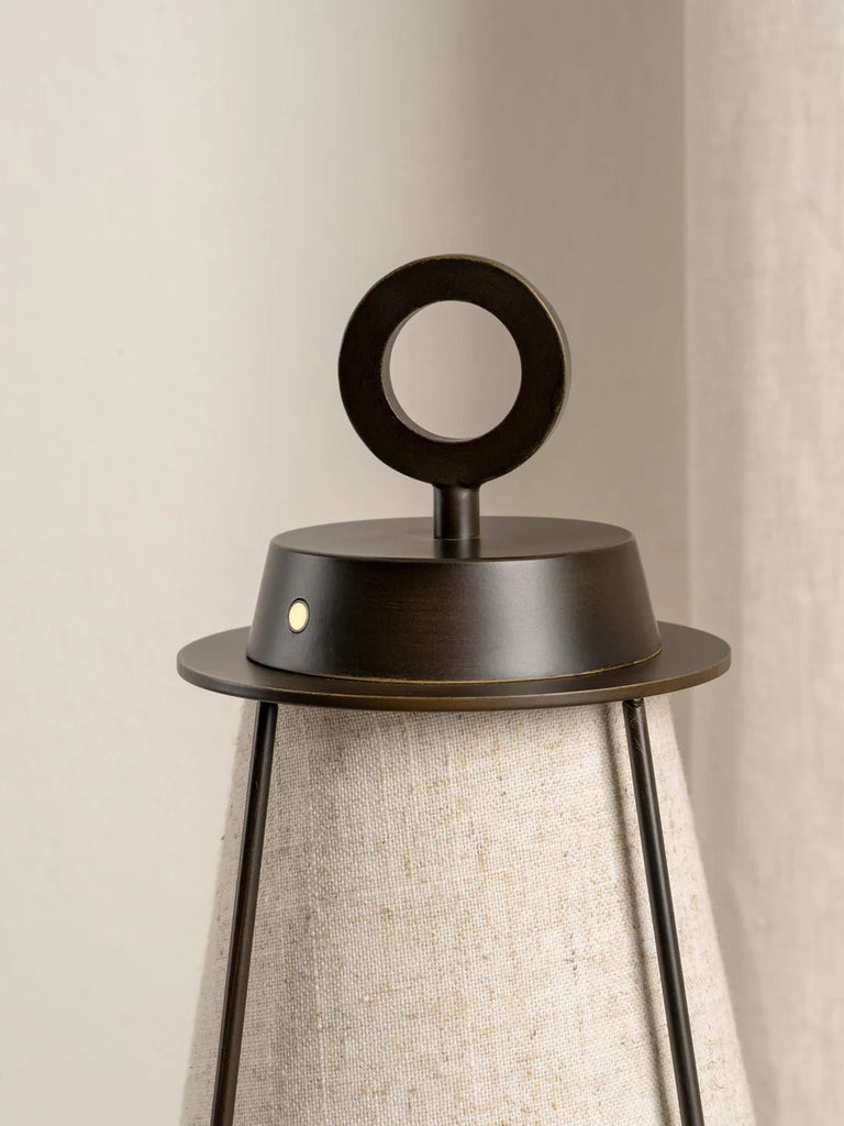 Lanterna - Bronze And Linen Rechargeable Table Lamp - Loom Collection