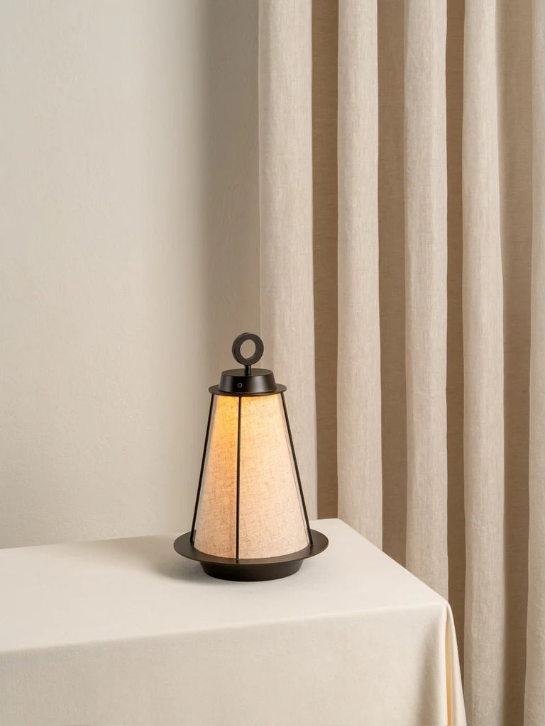 Lanterna - Bronze And Linen Rechargeable Table Lamp - Loom Collection