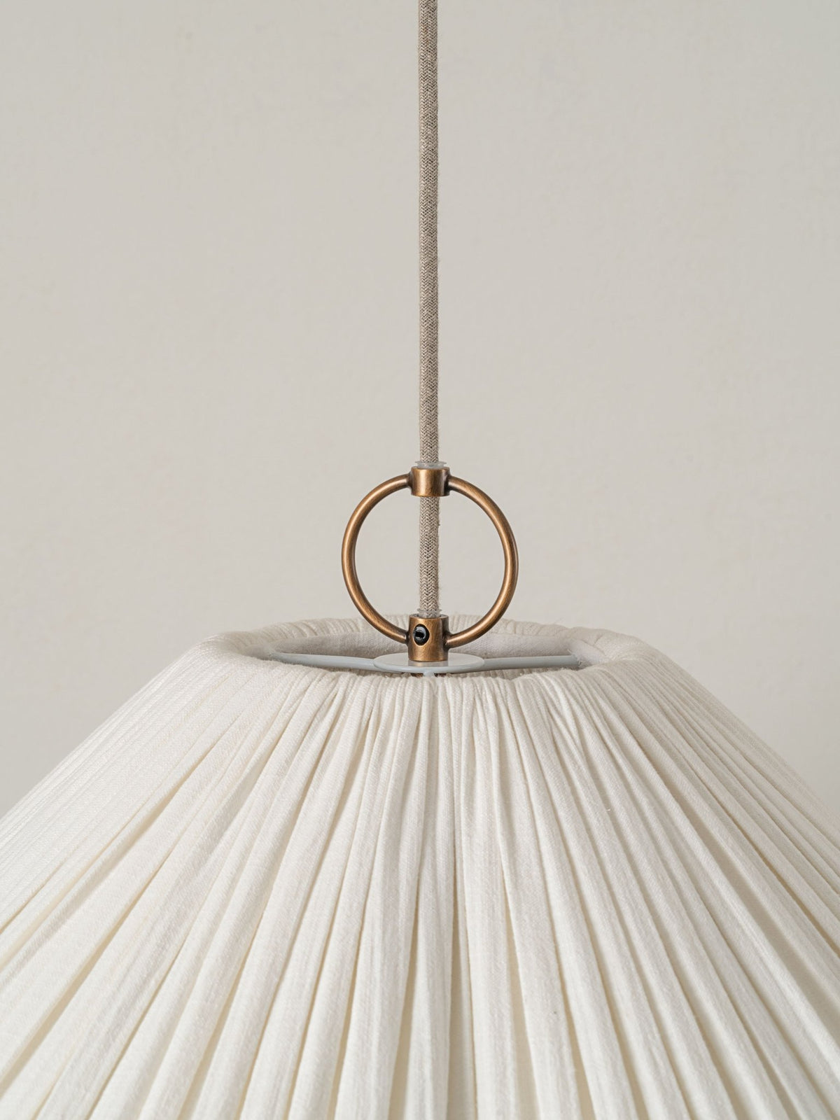 Lindi - Aged Brass And Linen Oversized Scalloped Pendant