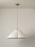 Lindi - Aged Brass And Linen Oversized Scalloped Pendant