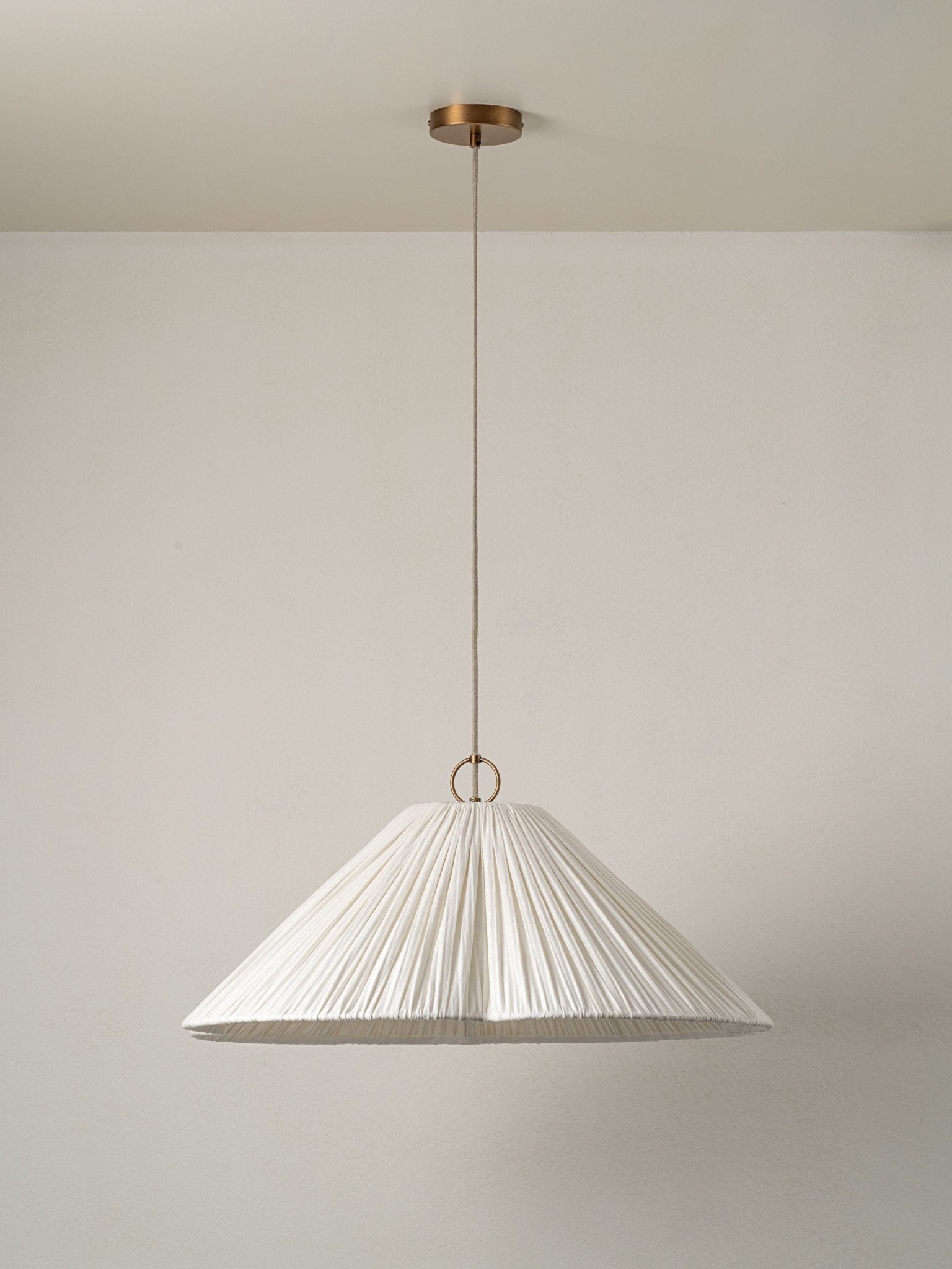 Lindi - Aged Brass And Linen Oversized Scalloped Pendant - Loom