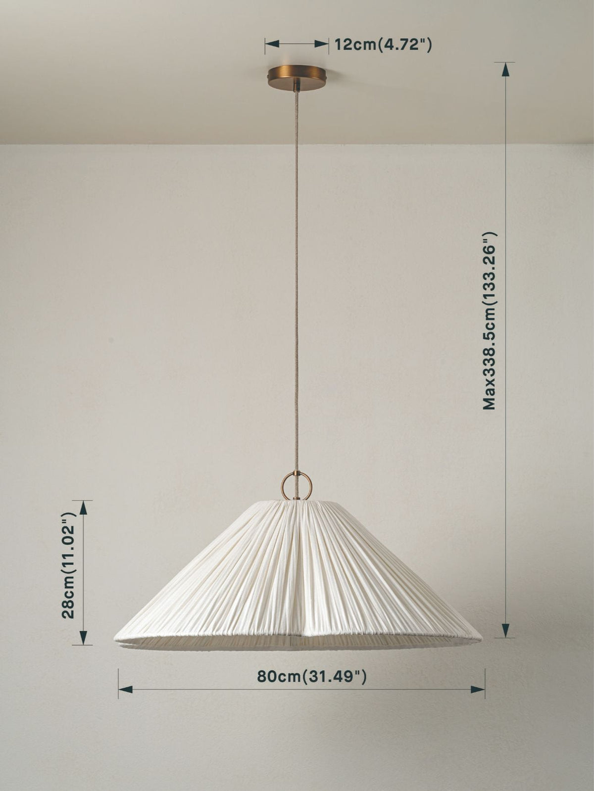 Lindi - Aged Brass And Linen Oversized Scalloped Pendant