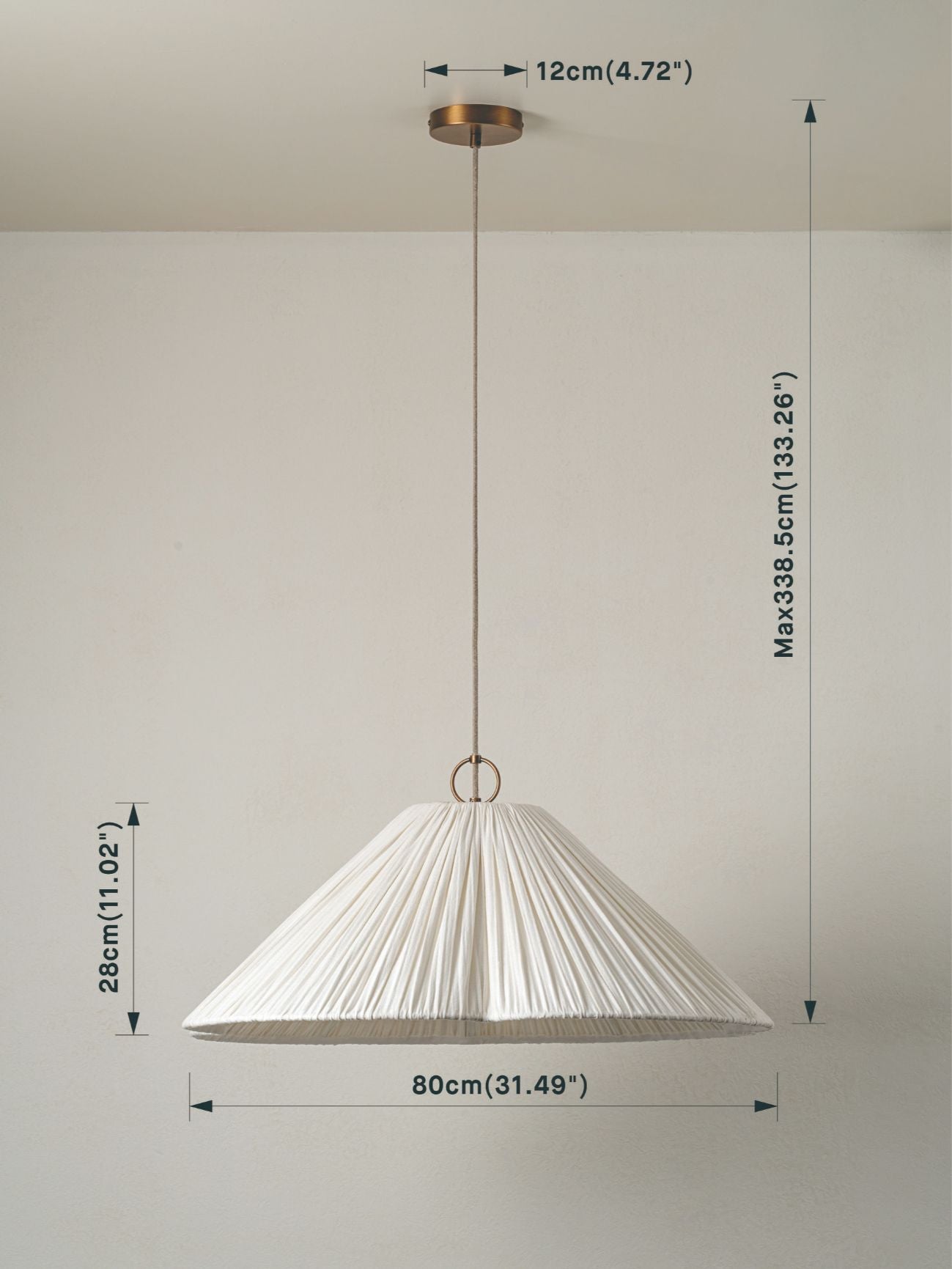 Lindi - Aged Brass And Linen Oversized Scalloped Pendant - Loom