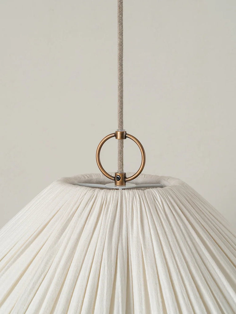 Lindi - Aged Brass And Linen Oversized Scalloped Pendant - Loom Collection