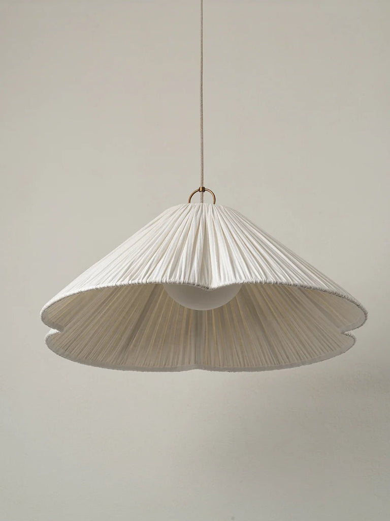 Lindi - Aged Brass And Linen Oversized Scalloped Pendant - Loom Collection