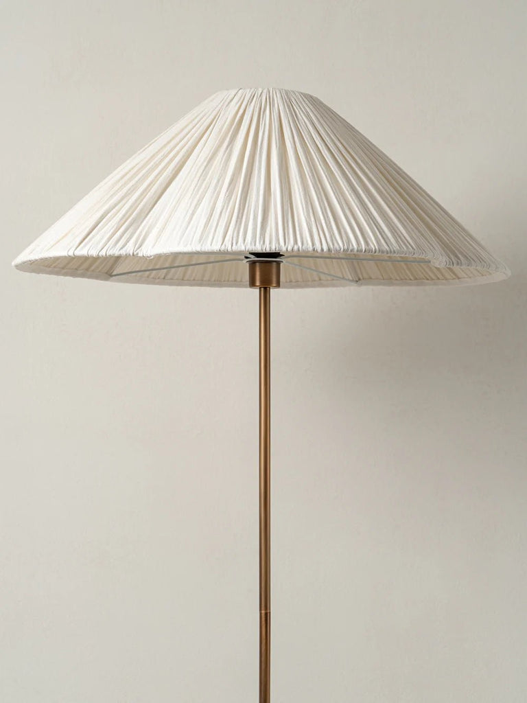 Lindi - Aged Brass And Linen Scalloped Floor Lamp - Loom Collection