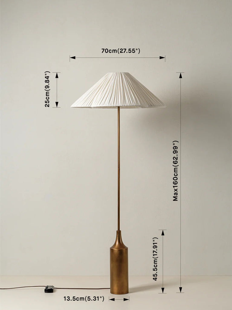 Lindi - Aged Brass And Linen Scalloped Floor Lamp - Loom Collection