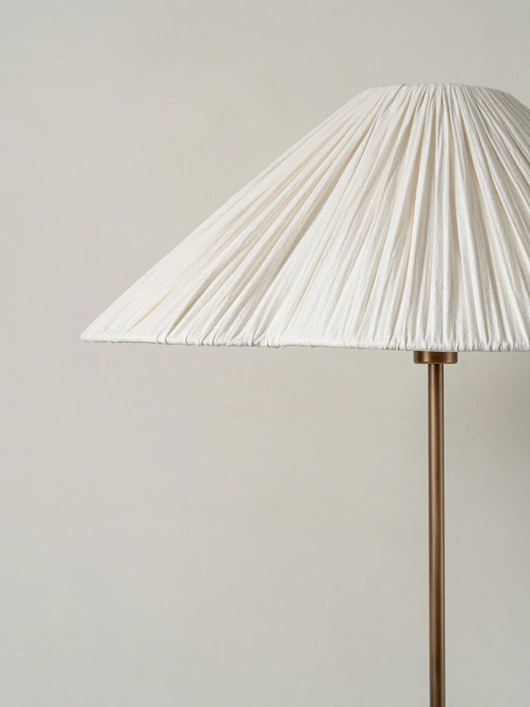 Lindi - Aged Brass And Linen Scalloped Floor Lamp - Loom Collection