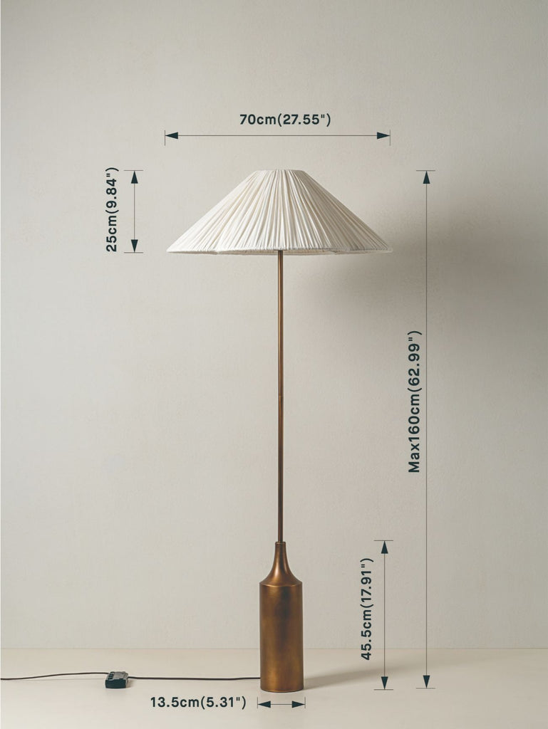Lindi - Aged Brass And Linen Scalloped Floor Lamp - Loom Collection
