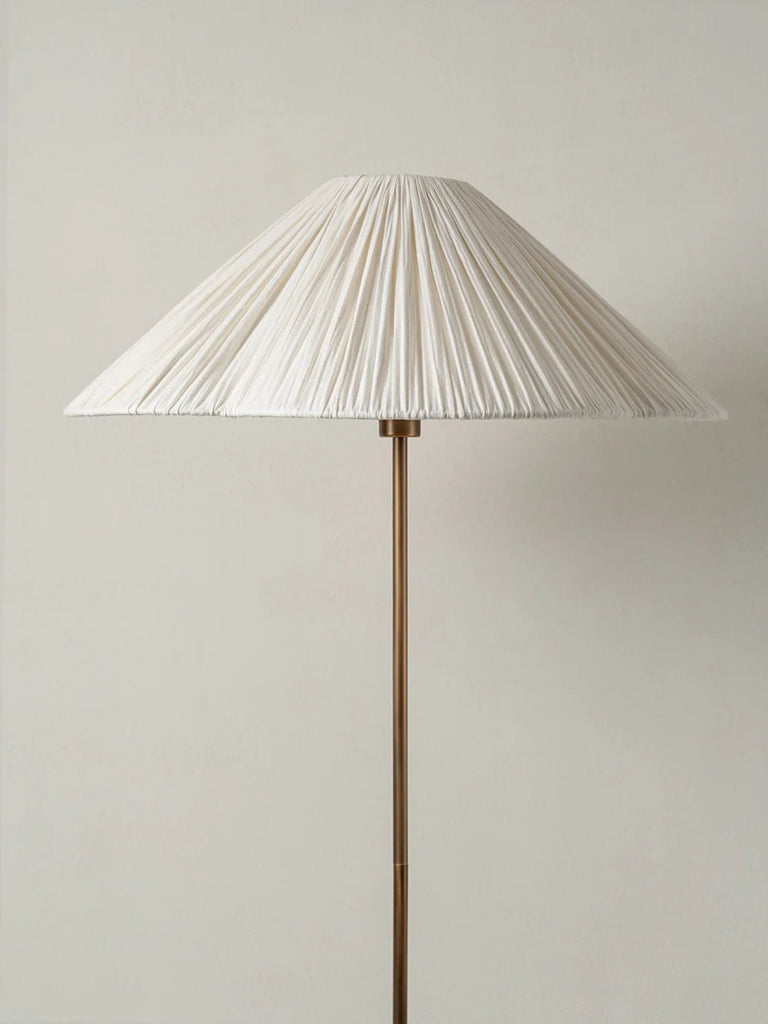 Lindi - Aged Brass And Linen Scalloped Floor Lamp - Loom Collection