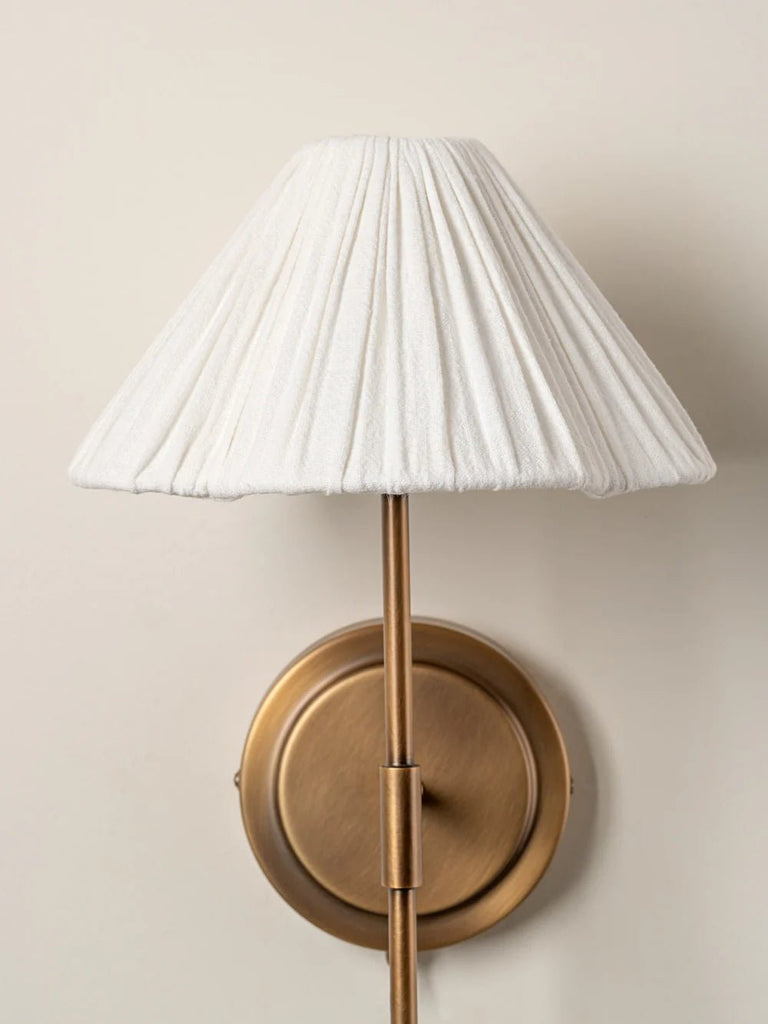 Lindi - Aged Brass And Linen Scalloped Wall Light - Loom Collection