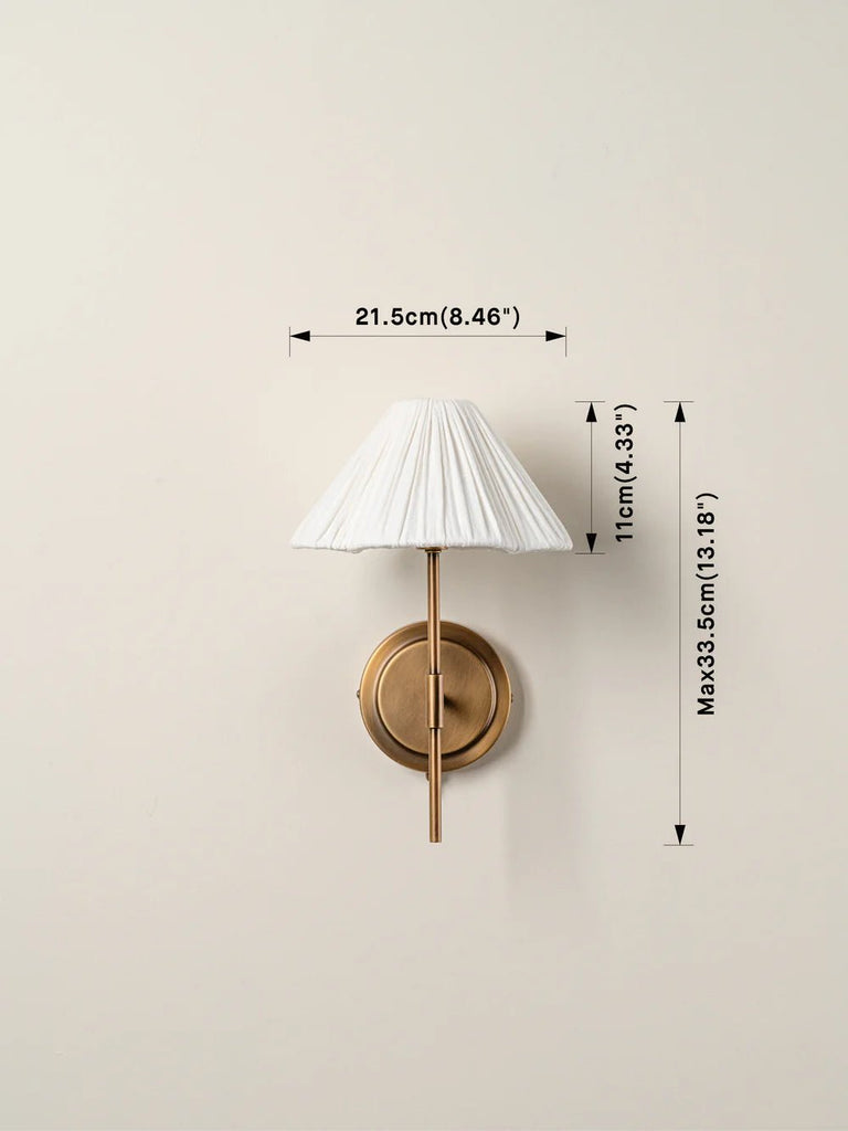 Lindi - Aged Brass And Linen Scalloped Wall Light - Loom Collection