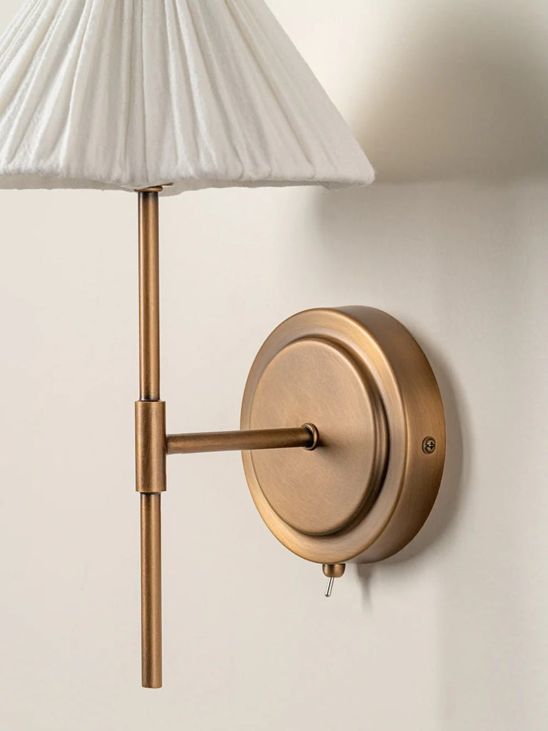 Lindi - Aged Brass And Linen Scalloped Wall Light - Loom Collection