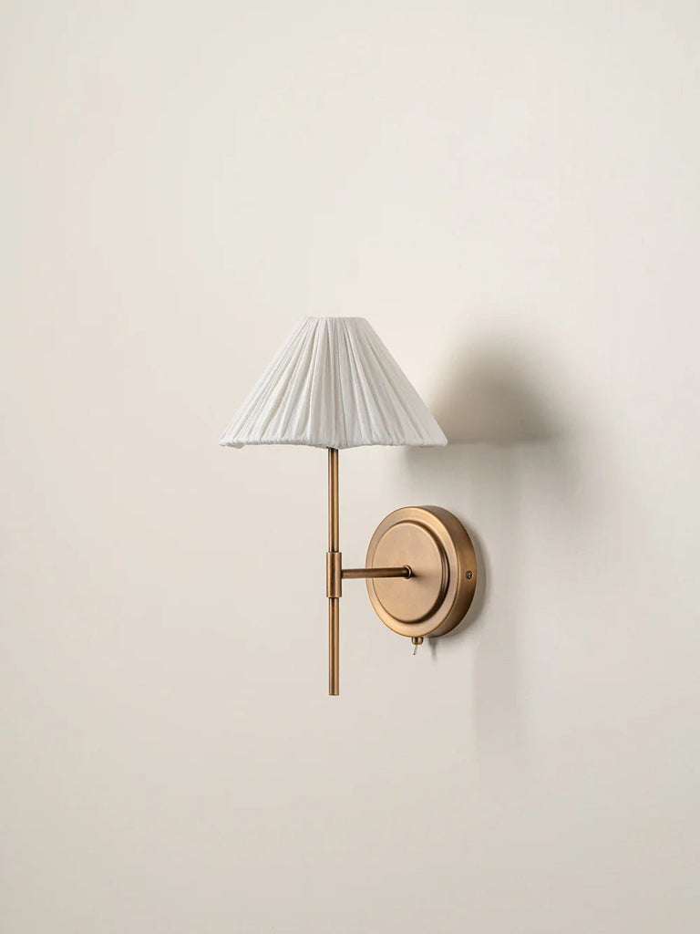 Lindi - Aged Brass And Linen Scalloped Wall Light - Loom Collection