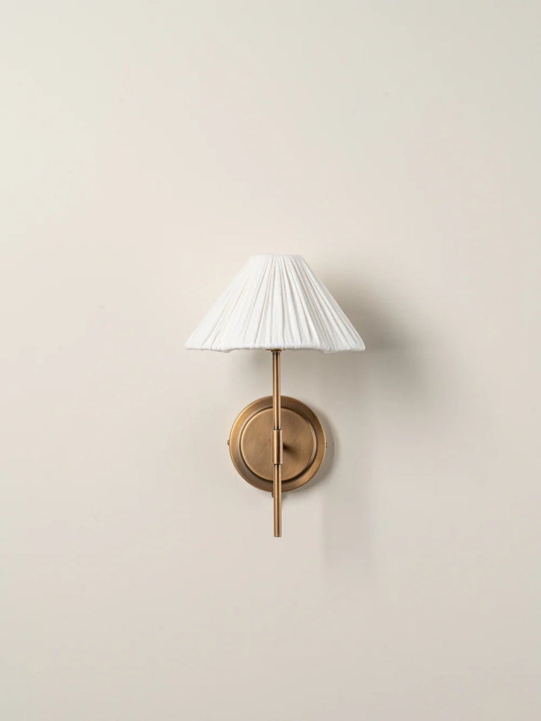 Lindi - Aged Brass And Linen Scalloped Wall Light - Loom Collection