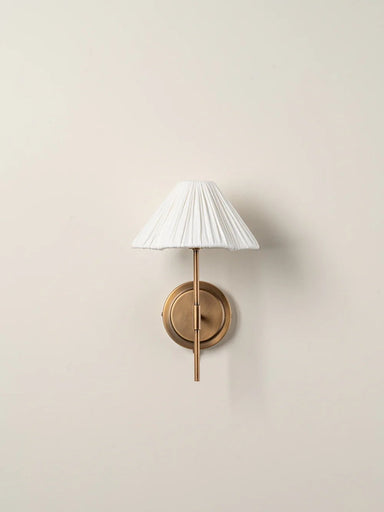 Lindi - Aged Brass And Linen Scalloped Wall Light - Loom Collection