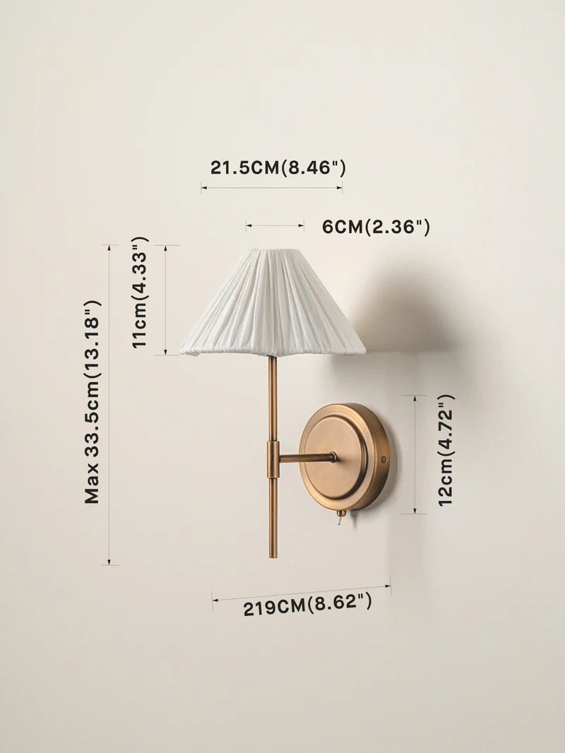 Lindi - Aged Brass And Linen Scalloped Wall Light