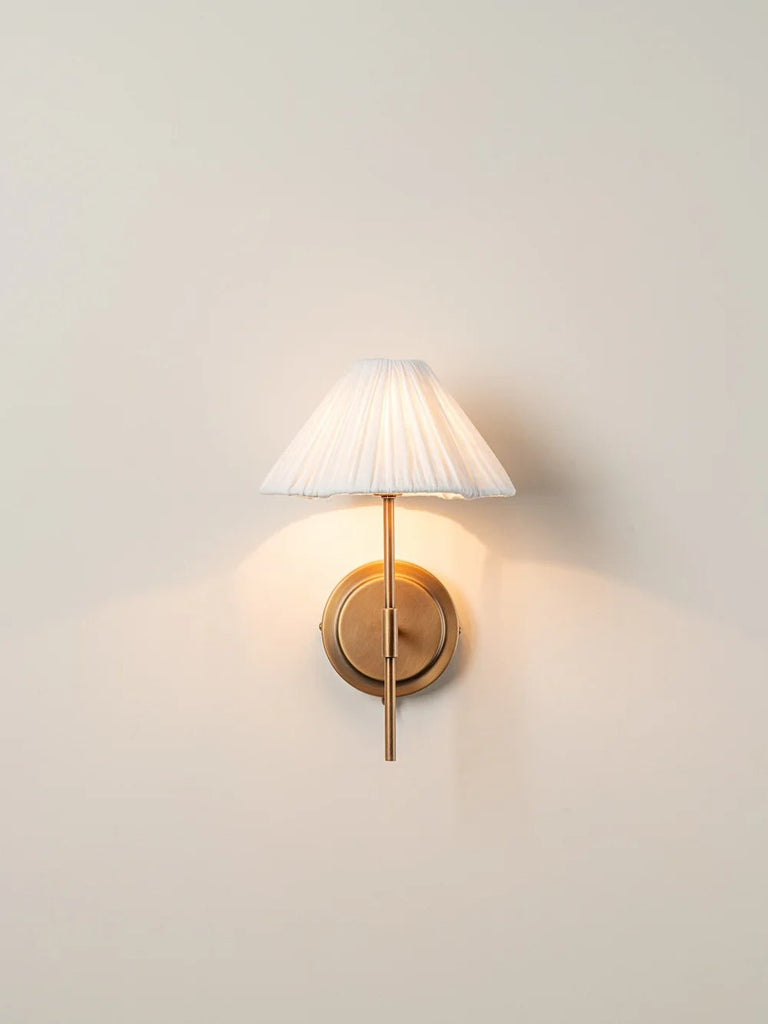 Lindi - Aged Brass And Linen Scalloped Wall Light - Loom Collection